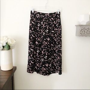 Leith patterned lightweight wide leg culotte pants black and pink size XS